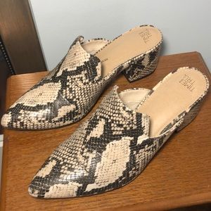 Backless Heels with a snake print